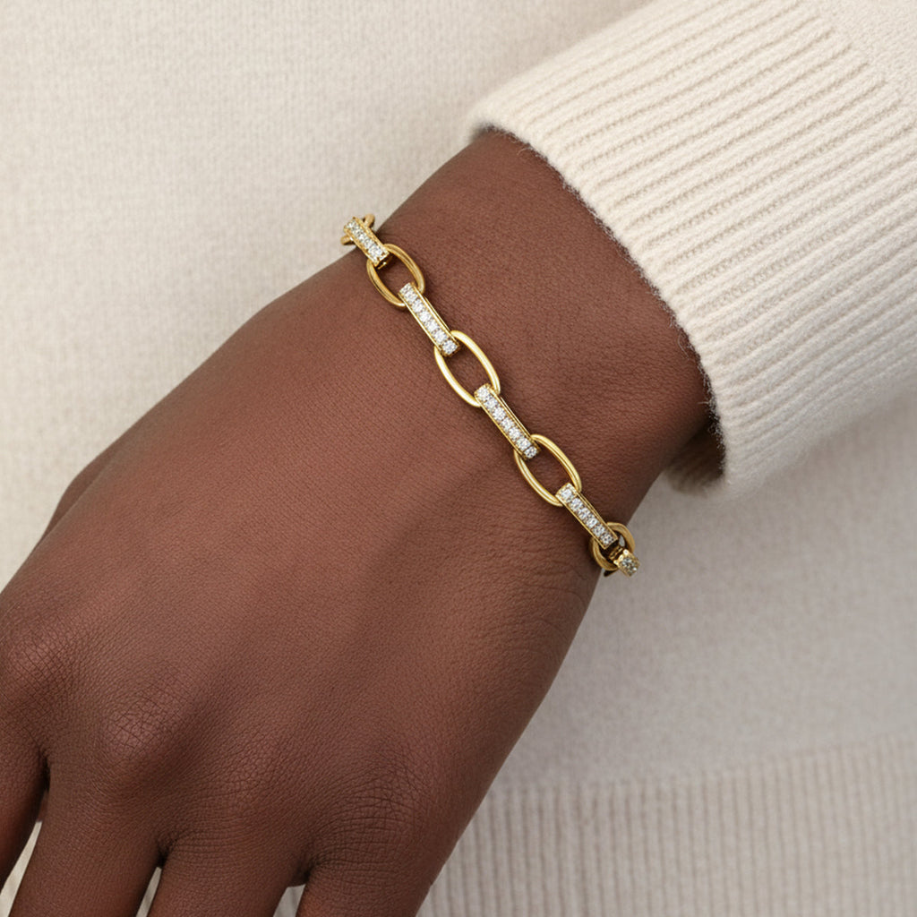 Interlinked Diamond Paperclip Bracelet by Seeyoura