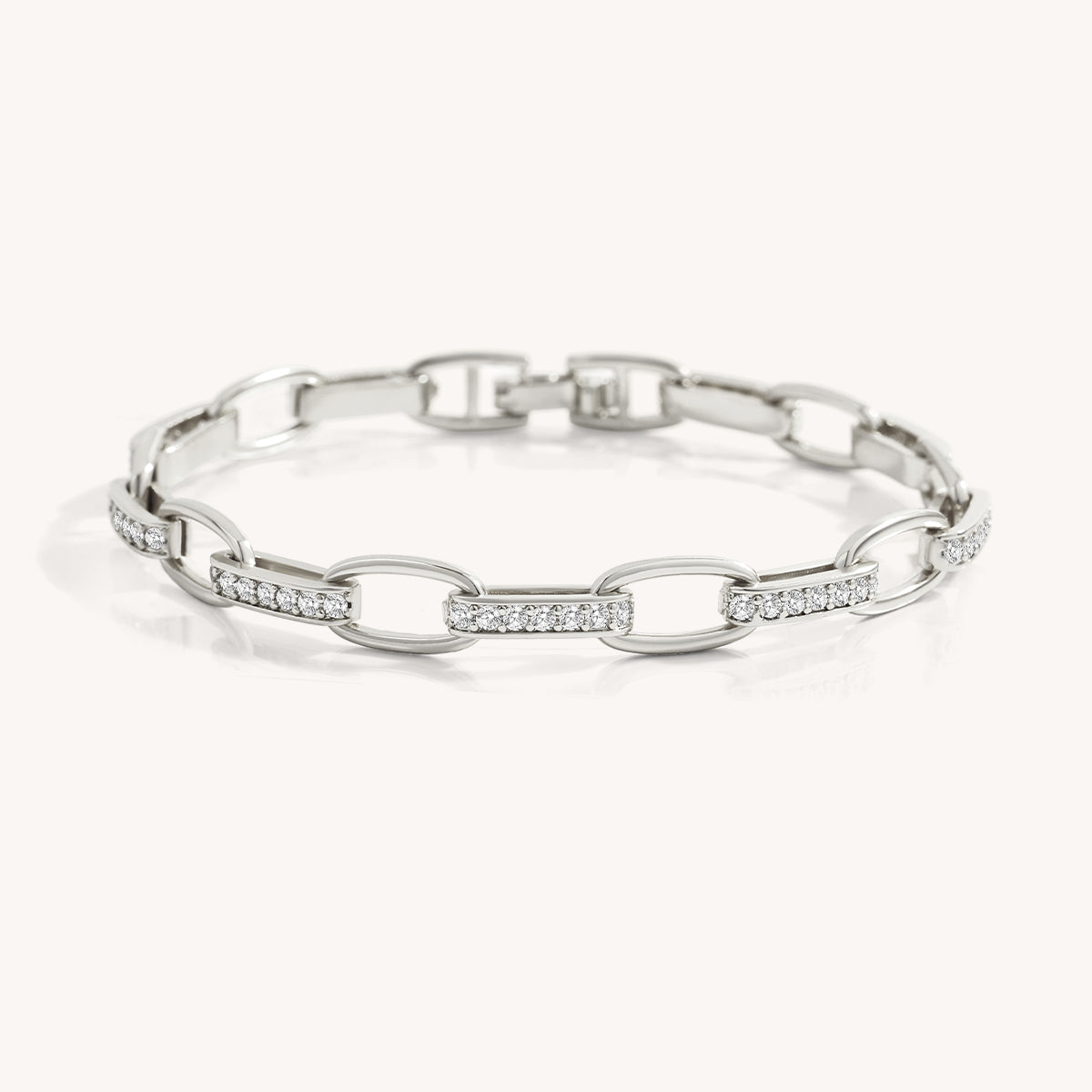 Interlinked Diamond Paperclip Bracelet in silver by Seeyoura