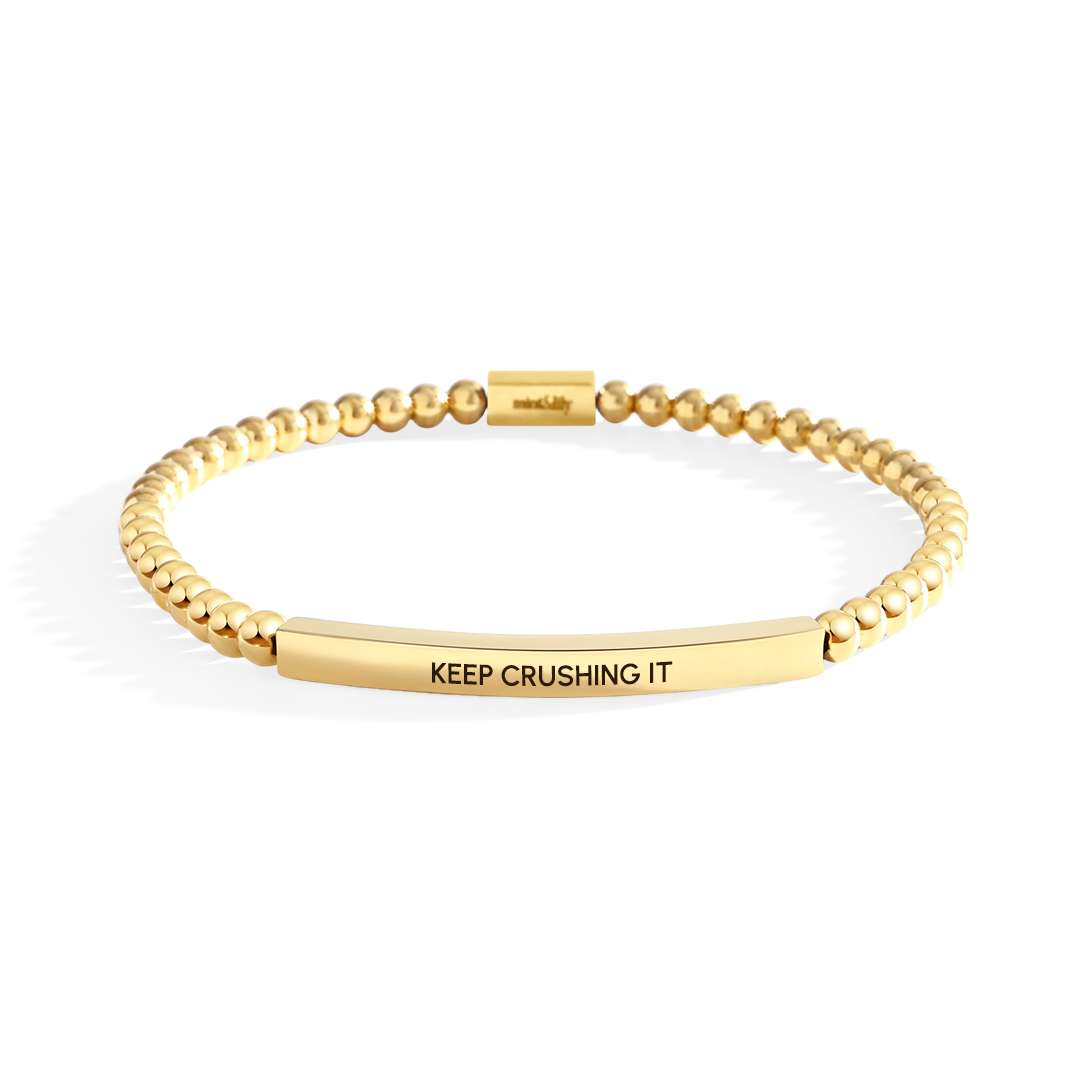Keep Crushing It Beaded Inspire Bracelet in gold-plate-with-gold-beads by Seeyoura