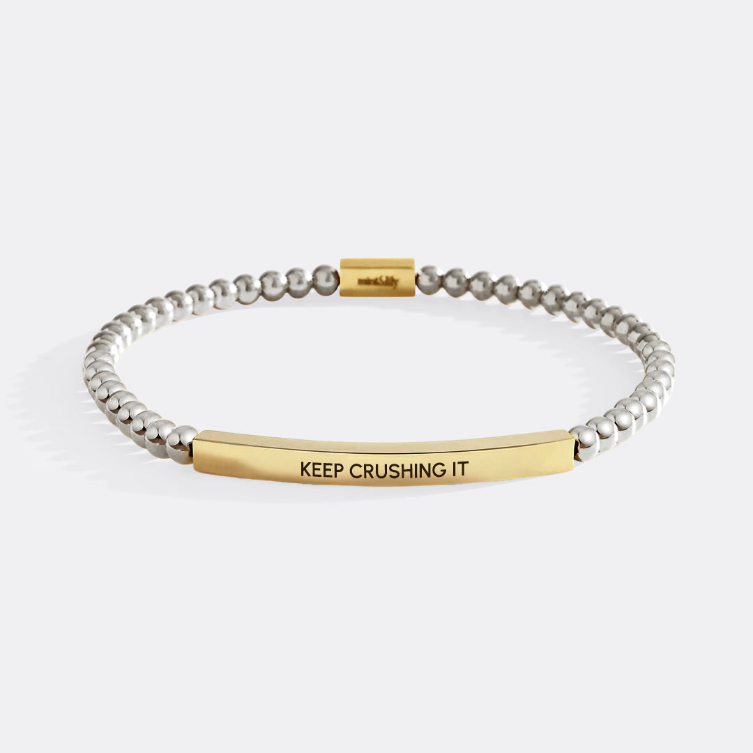 Keep Crushing It Beaded Inspire Bracelet in gold-plate-with-silver-beads by Seeyoura