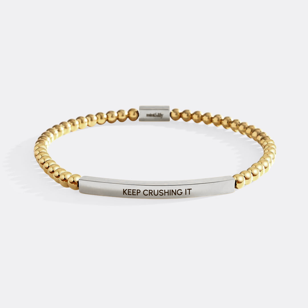 Keep Crushing It Beaded Inspire Bracelet in silver-plate-with-gold-beads by Seeyoura