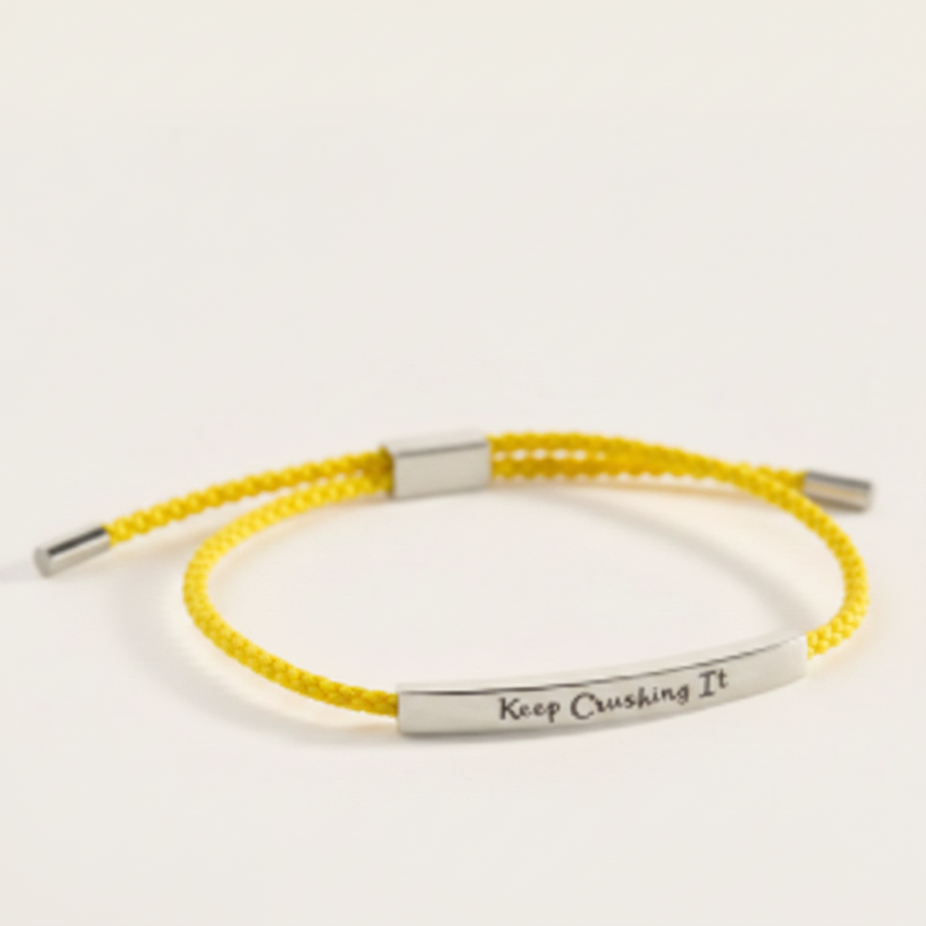 Keep Crushing It Inspire Bracelet in Lemon Yellow, silver by Seeyoura