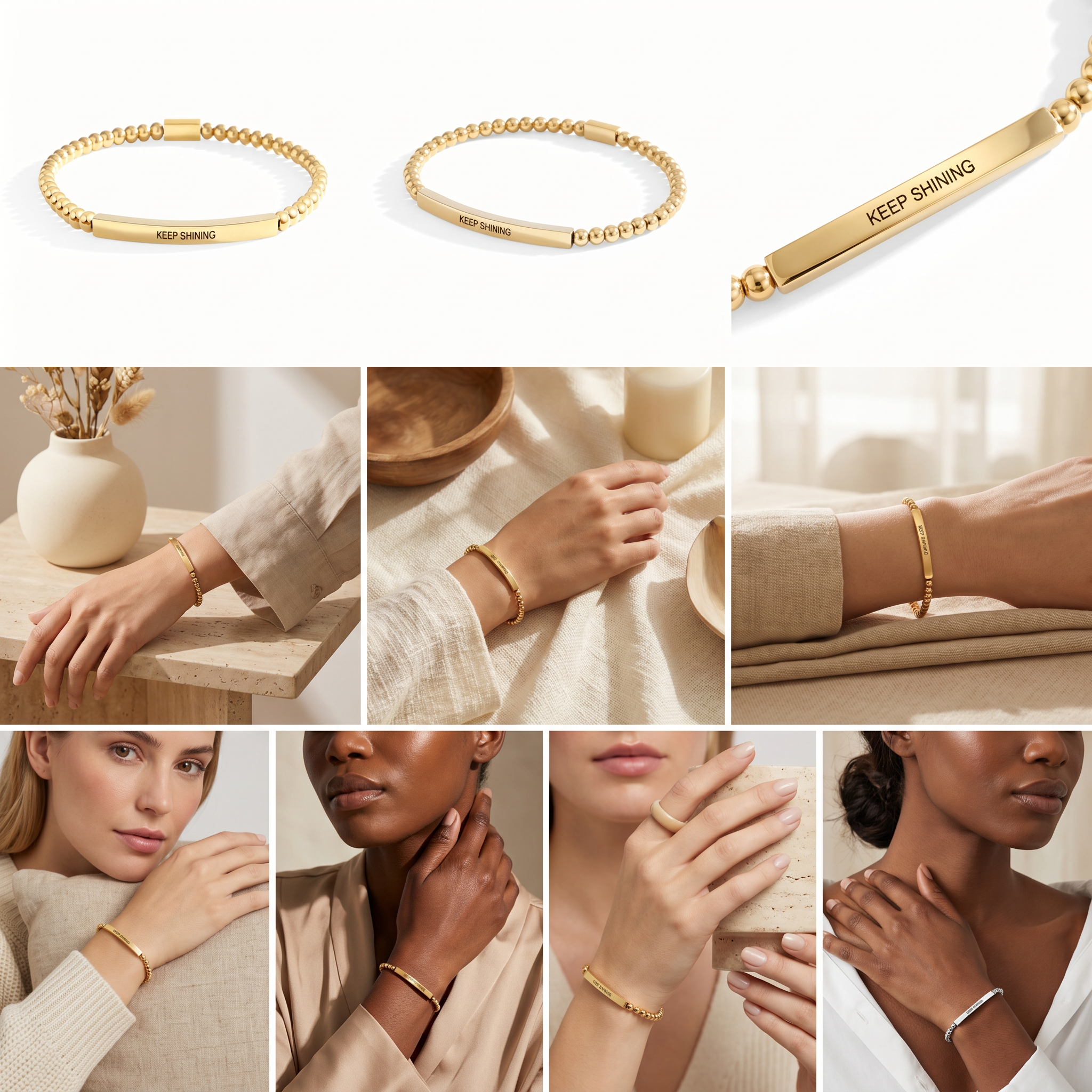Keep Shining Beaded Inspire Bracelet by Seeyoura