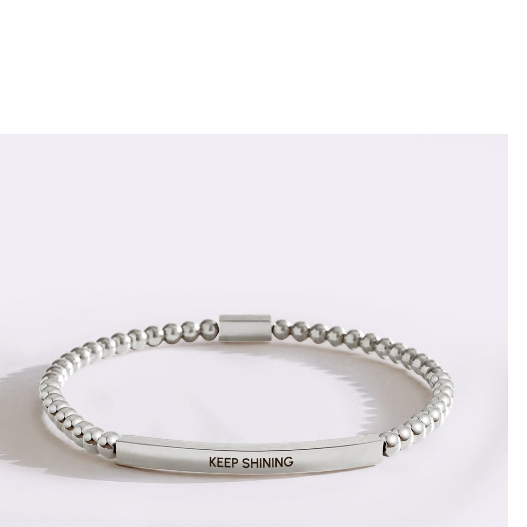 Keep Shining Beaded Inspire Bracelet in silver-plate-with-silver-beads by Seeyoura