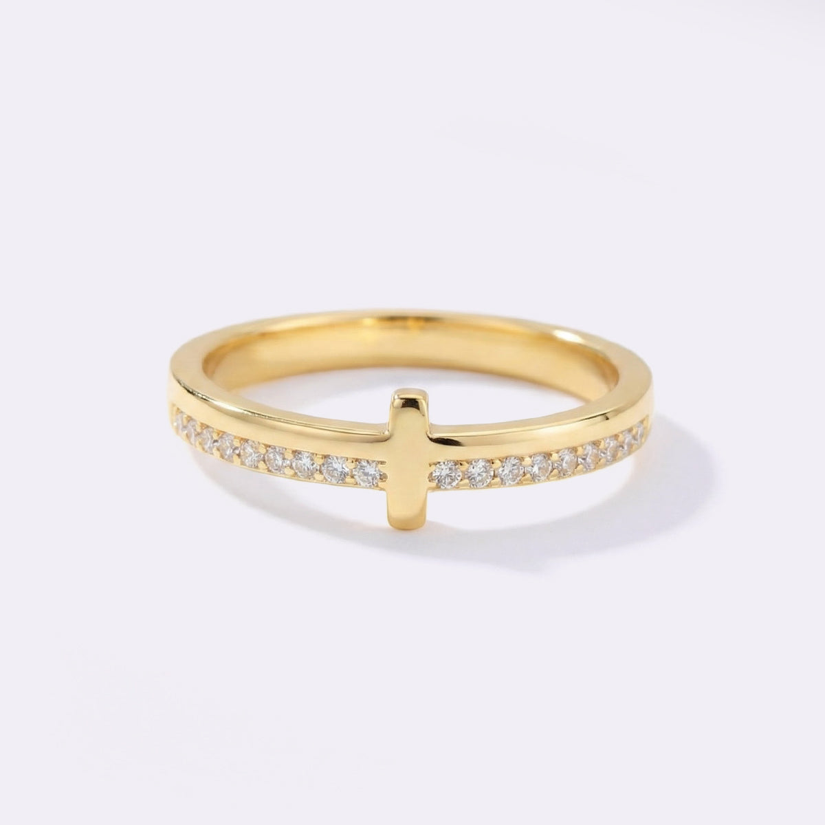 Let God Be In Control Golden Cross Ring in 18k Gold Over Sterling Silver by Seeyoura