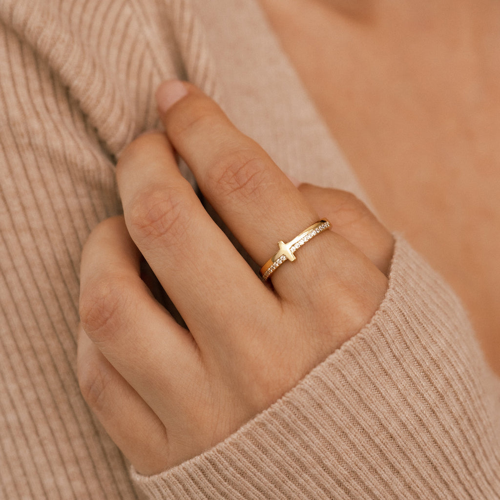 Let God Be In Control Golden Cross Ring by Seeyoura