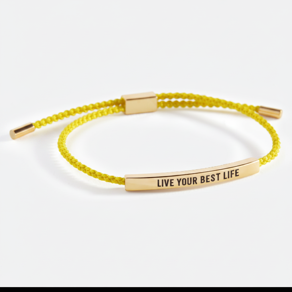Live Your Best Life Inspire Bracelet in Lemon Yellow, 18-k-rose-gold-plated by Seeyoura