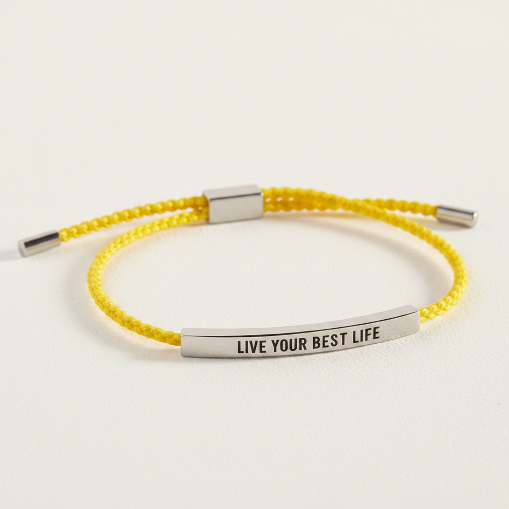 Live Your Best Life Inspire Bracelet in Lemon Yellow, gold by Seeyoura