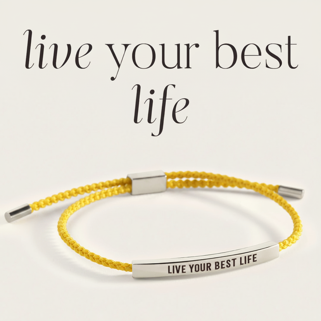 Live Your Best Life Inspire Bracelet in Lemon Yellow, silver by Seeyoura