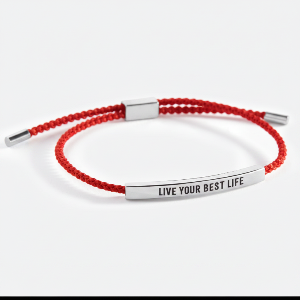 Live Your Best Life Inspire Bracelet in Lucky Red, silver by Seeyoura