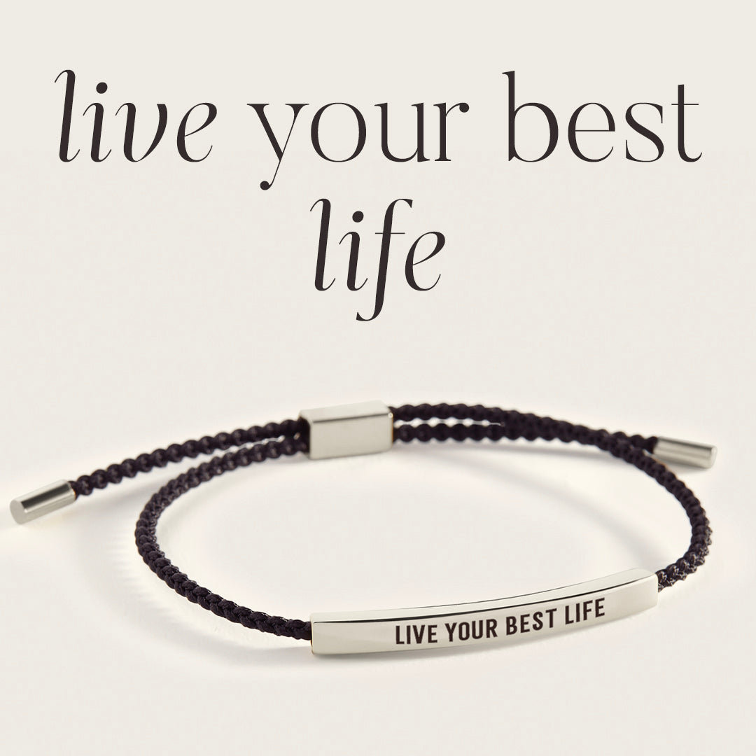 Live Your Best Life Inspire Bracelet in Midnight Black, silver by Seeyoura
