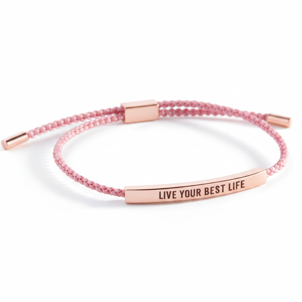 Live Your Best Life Inspire Bracelet in Pink, 18-k-rose-gold-plated by Seeyoura