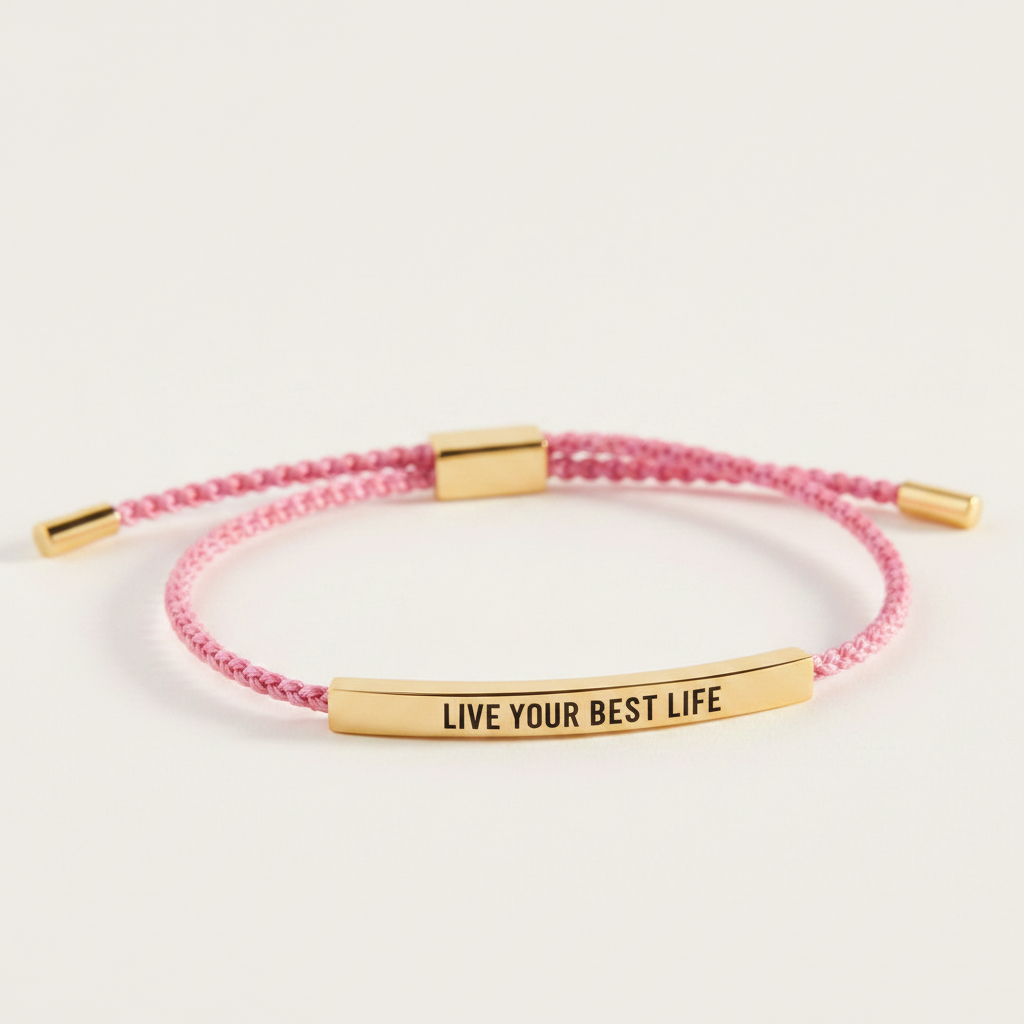 Live Your Best Life Inspire Bracelet in Pink, gold by Seeyoura