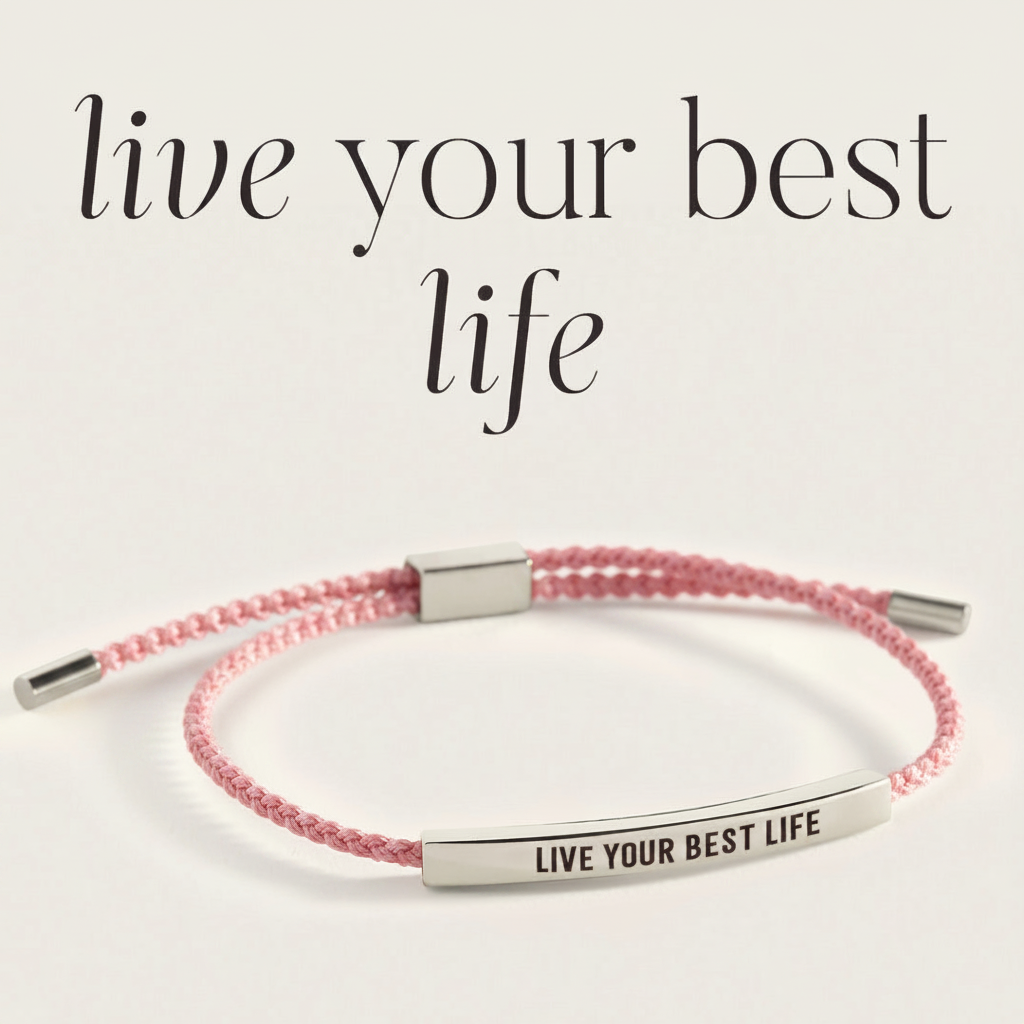Live Your Best Life Inspire Bracelet in Pink, silver by Seeyoura