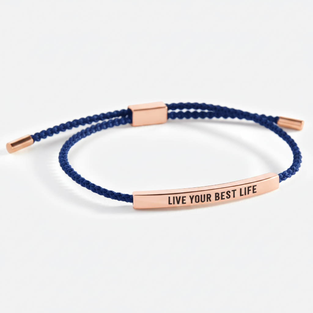 Live Your Best Life Inspire Bracelet in Royal Blue, 18-k-rose-gold-plated by Seeyoura