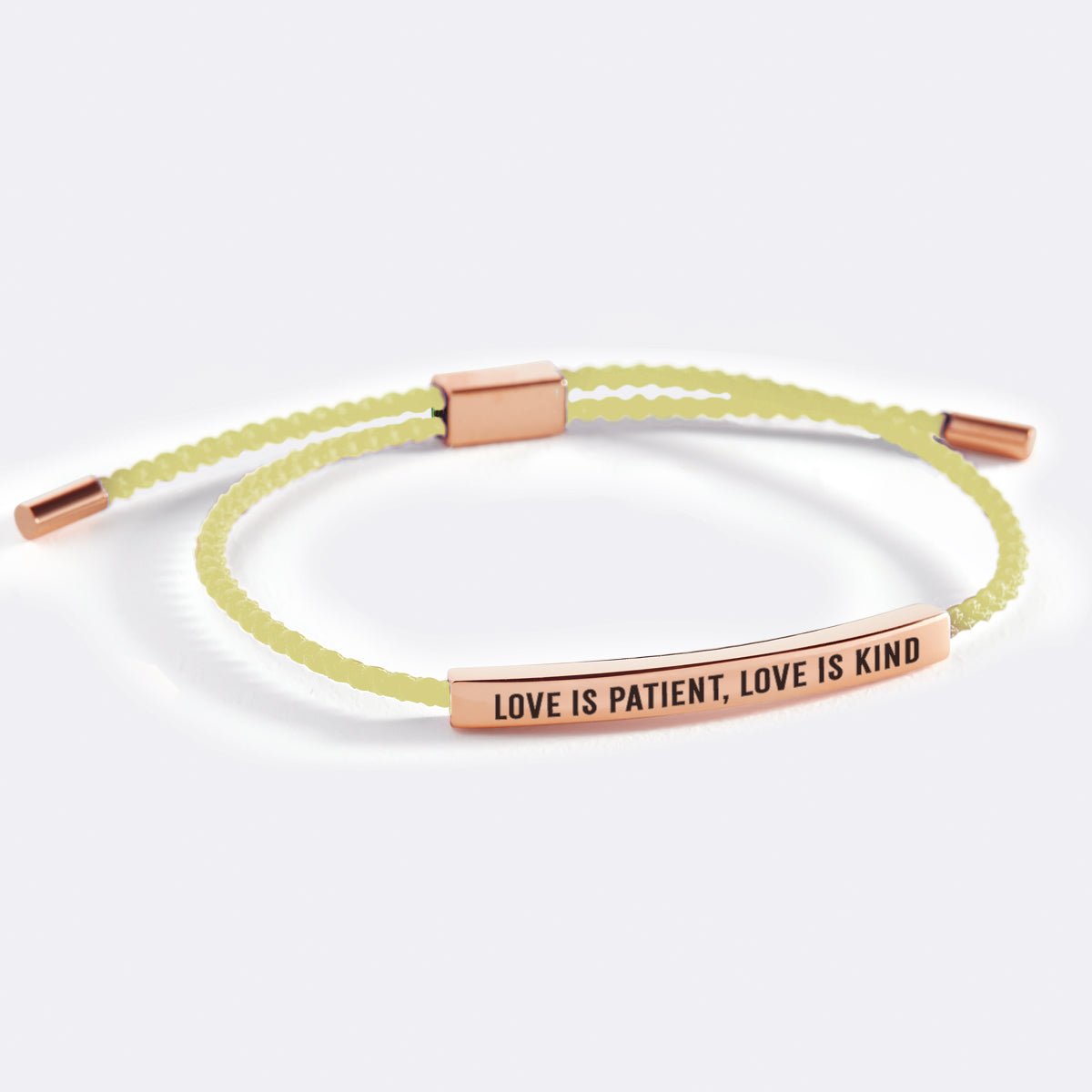 Love Is Patient, Love Is Kind Inspire Bracelet in Lemon Yellow, 18-k-rose-gold-plated by Seeyoura