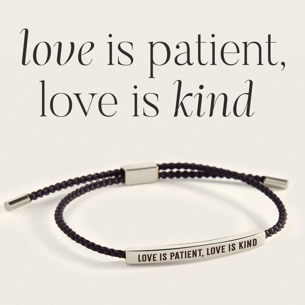 Love Is Patient, Love Is Kind Inspire Bracelet in Midnight Black, silver by Seeyoura