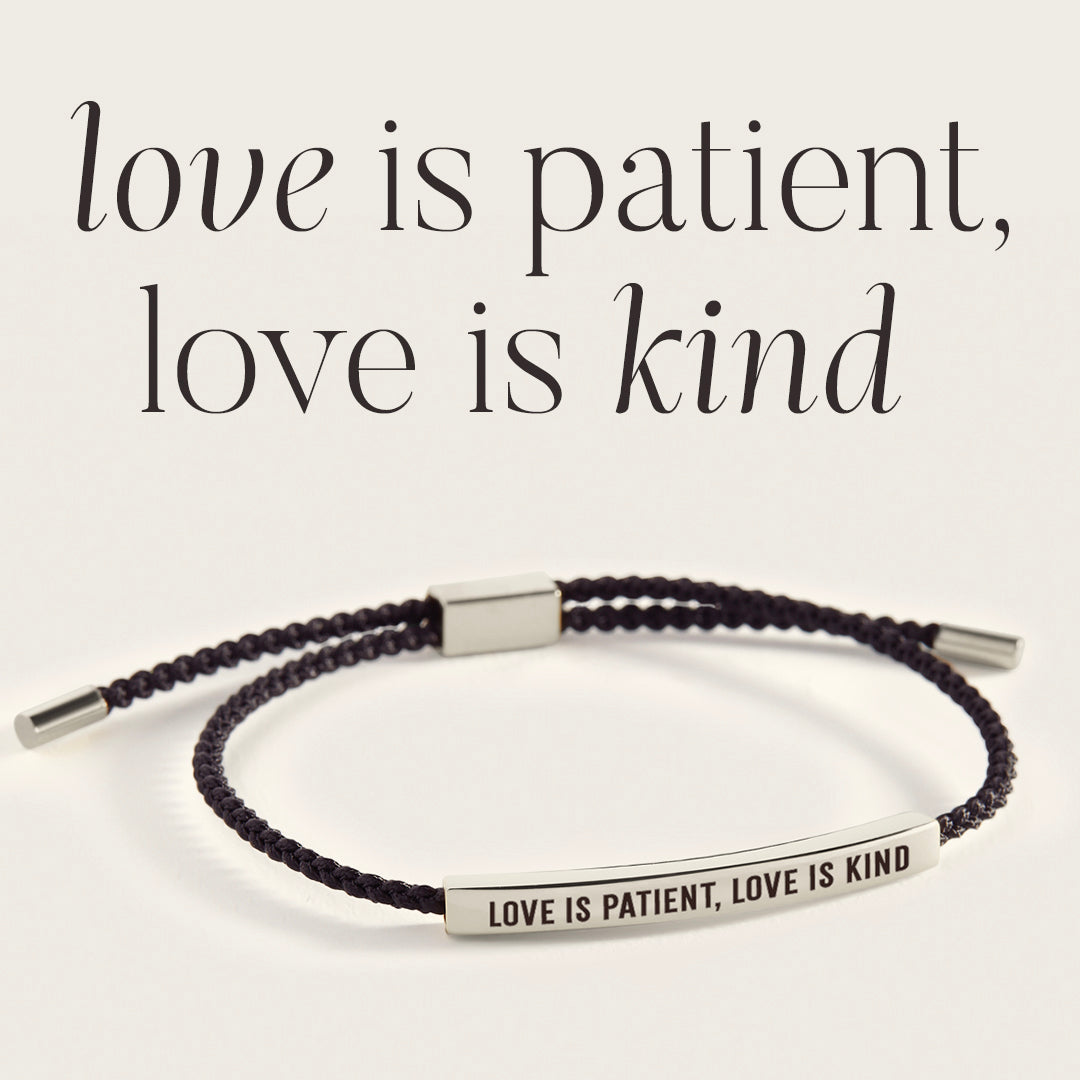 Love Is Patient, Love Is Kind Inspire Bracelet in Midnight Black, silver by Seeyoura