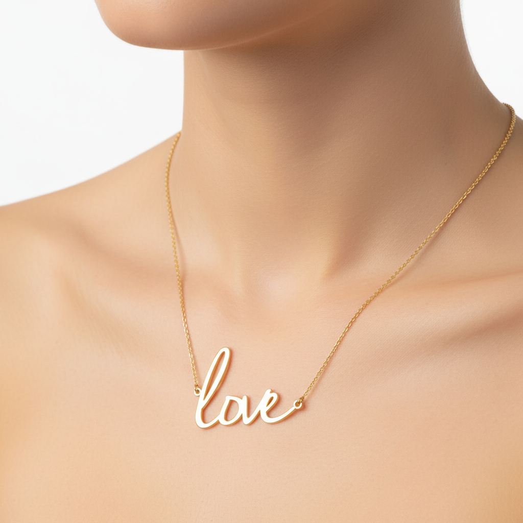 Love Script Necklace by Seeyoura