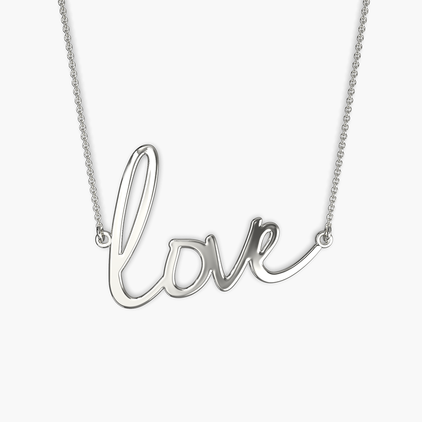 Love Script Necklace in Silver, love by Seeyoura