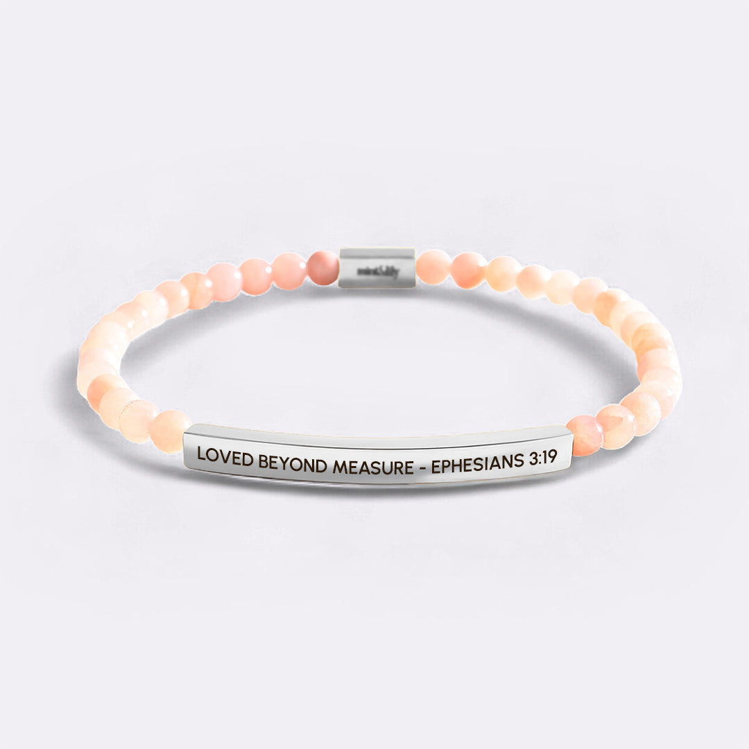 Loved Beyond Measure - Ephesians 3:19 Beaded Inspire Bracelet in gold-plate-and-rose-quartz by Seeyoura
