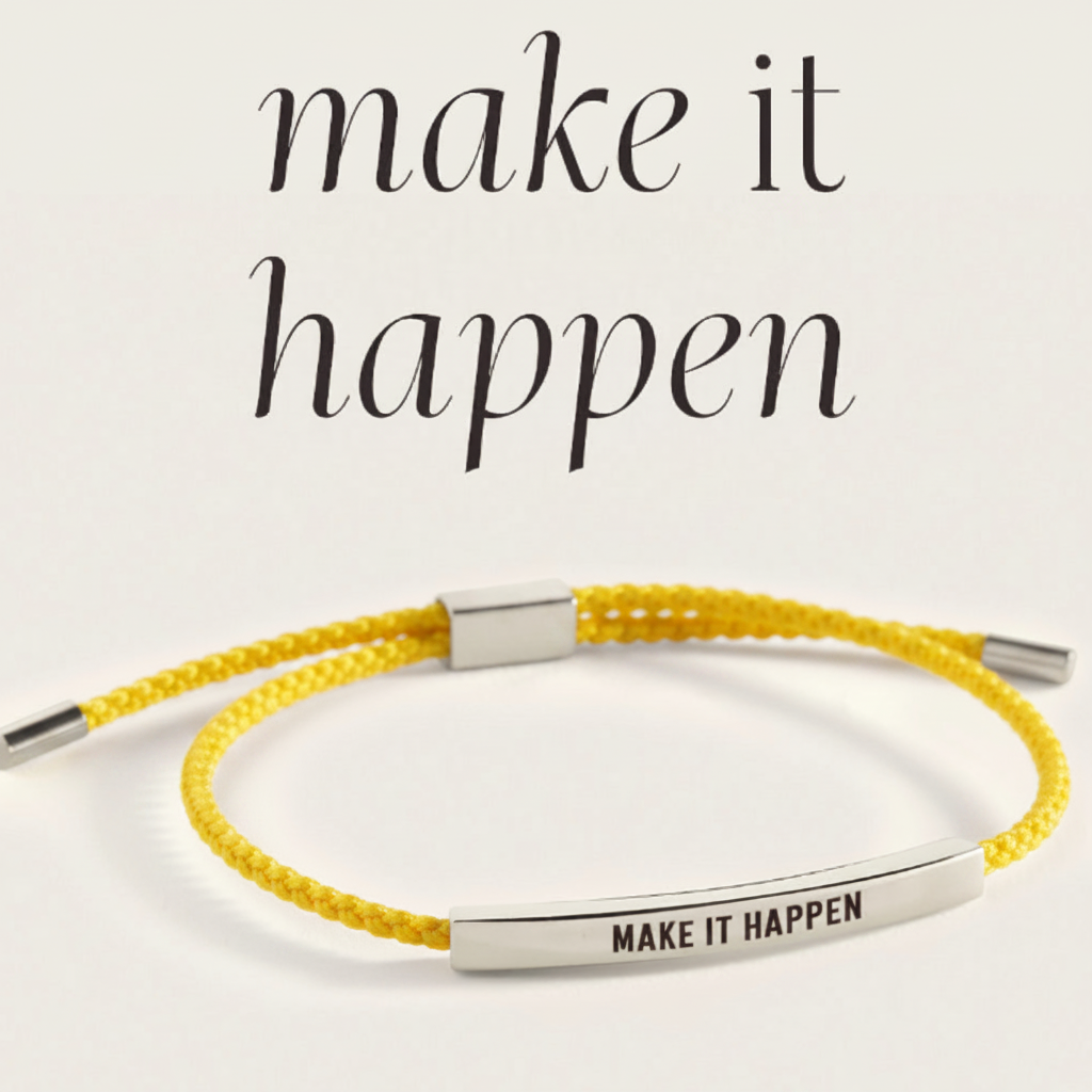 Make It Happen Inspire Bracelet in Lemon Yellow, silver by Seeyoura