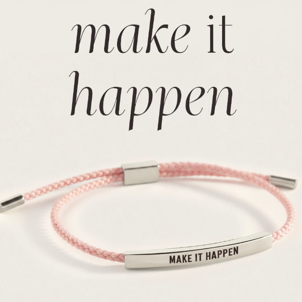 Make It Happen Inspire Bracelet in Pink, silver by Seeyoura