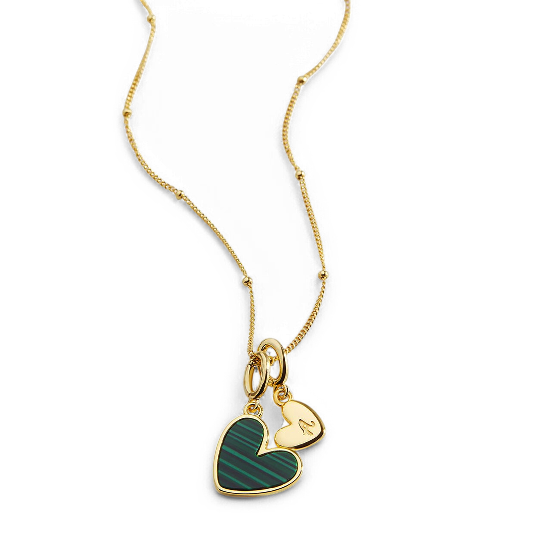 Malachite Heart Initial Necklace by Seeyoura