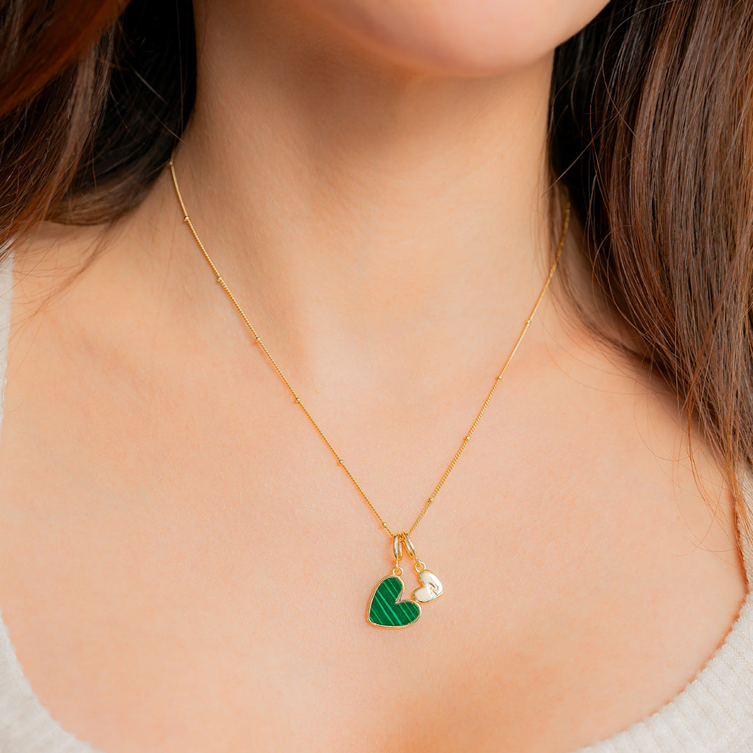 Malachite Heart Initial Necklace by Seeyoura