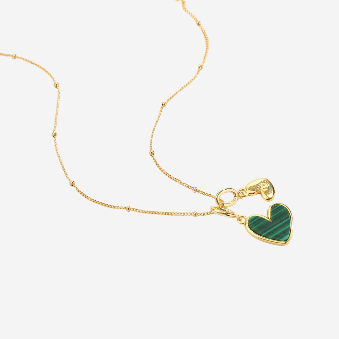 Malachite Heart Initial Necklace by Seeyoura