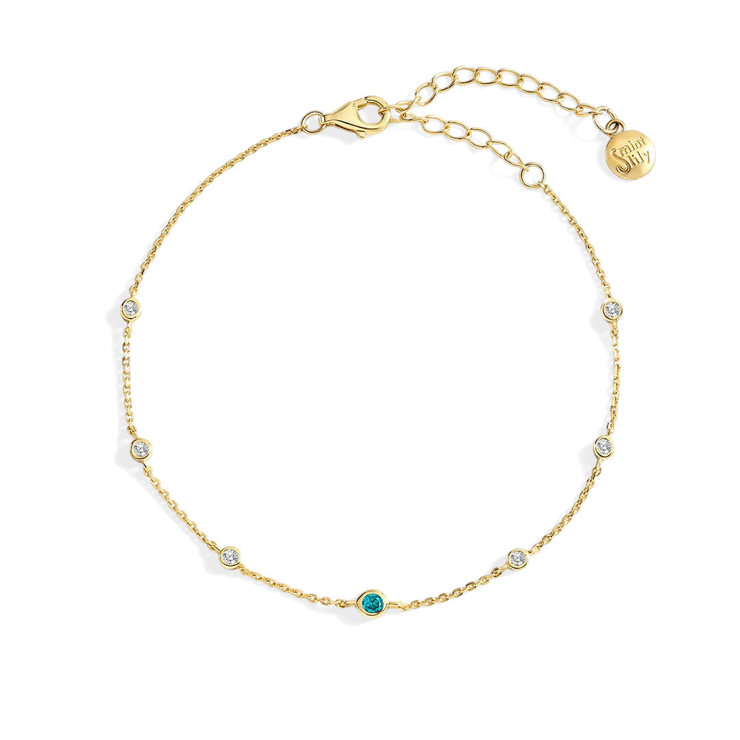 March Birthstone Station Bracelet in 18-k-gold-over-sterling-silver by Seeyoura