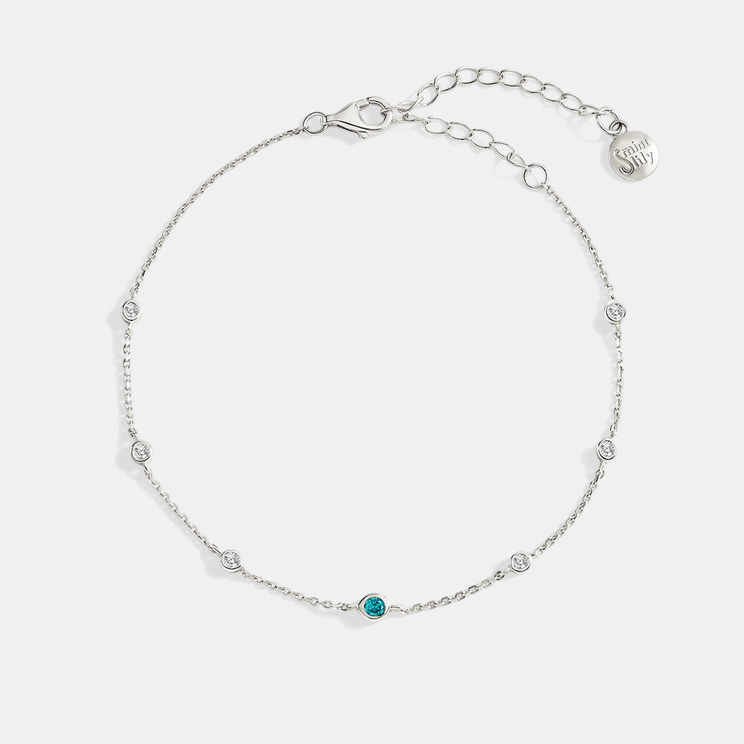 March Birthstone Station Bracelet in 925-sterling-silver by Seeyoura