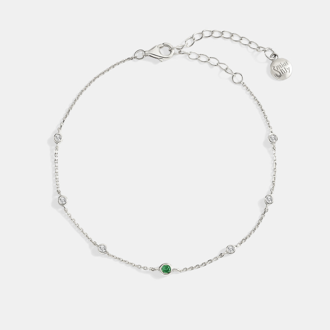 May Birthstone Station Bracelet in 925-sterling-silver by Seeyoura