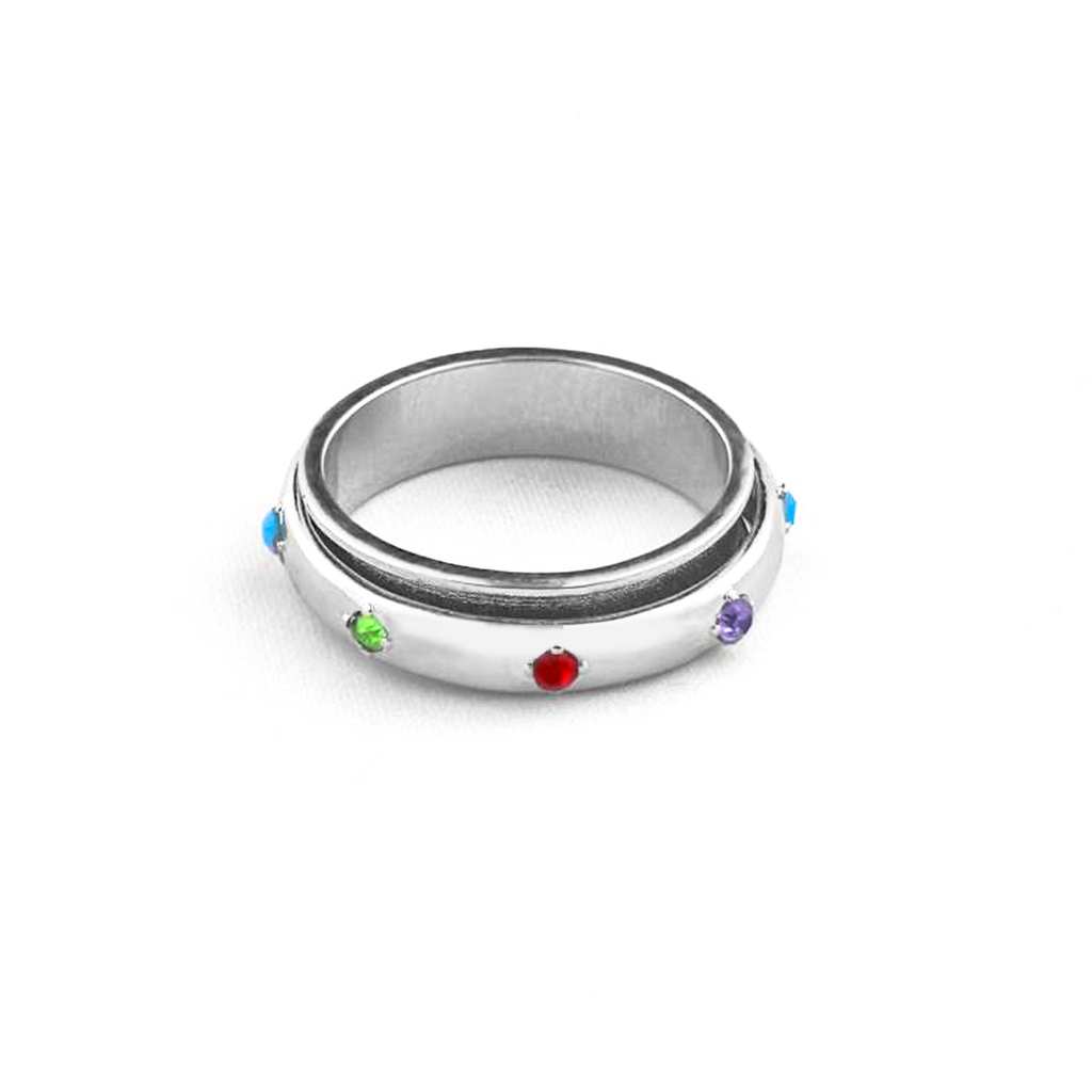 Gemstone Station Fidget Ring in Silver by Seeyoura