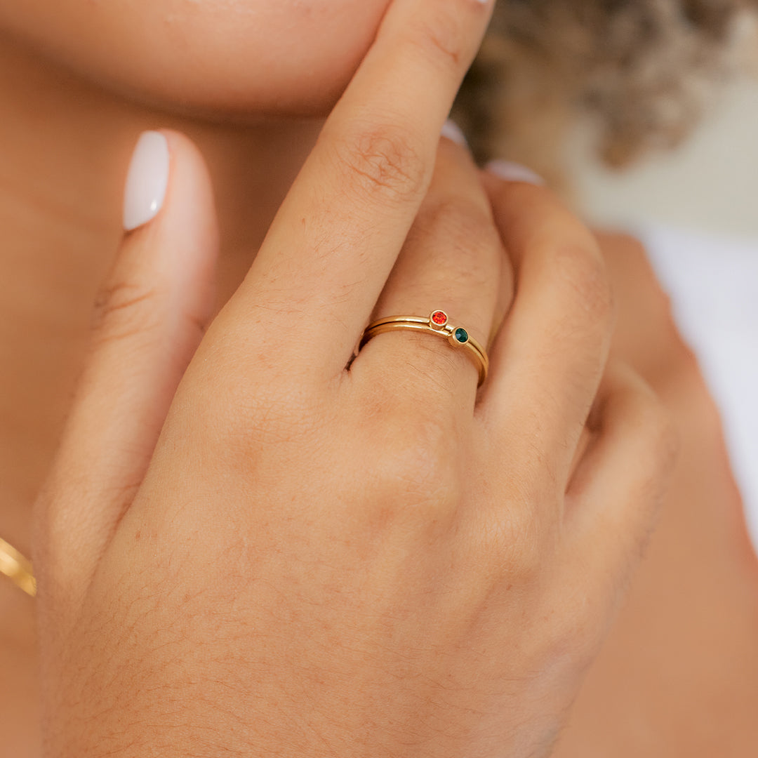 Minimalist Bezel-Set April Birthstone Stacking Band by Seeyoura
