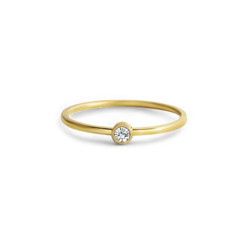 Minimalist Bezel-Set April Birthstone Stacking Band by Seeyoura