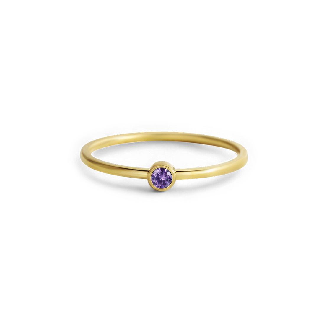 Minimalist Bezel-Set February Birthstone Stacking Band by Seeyoura