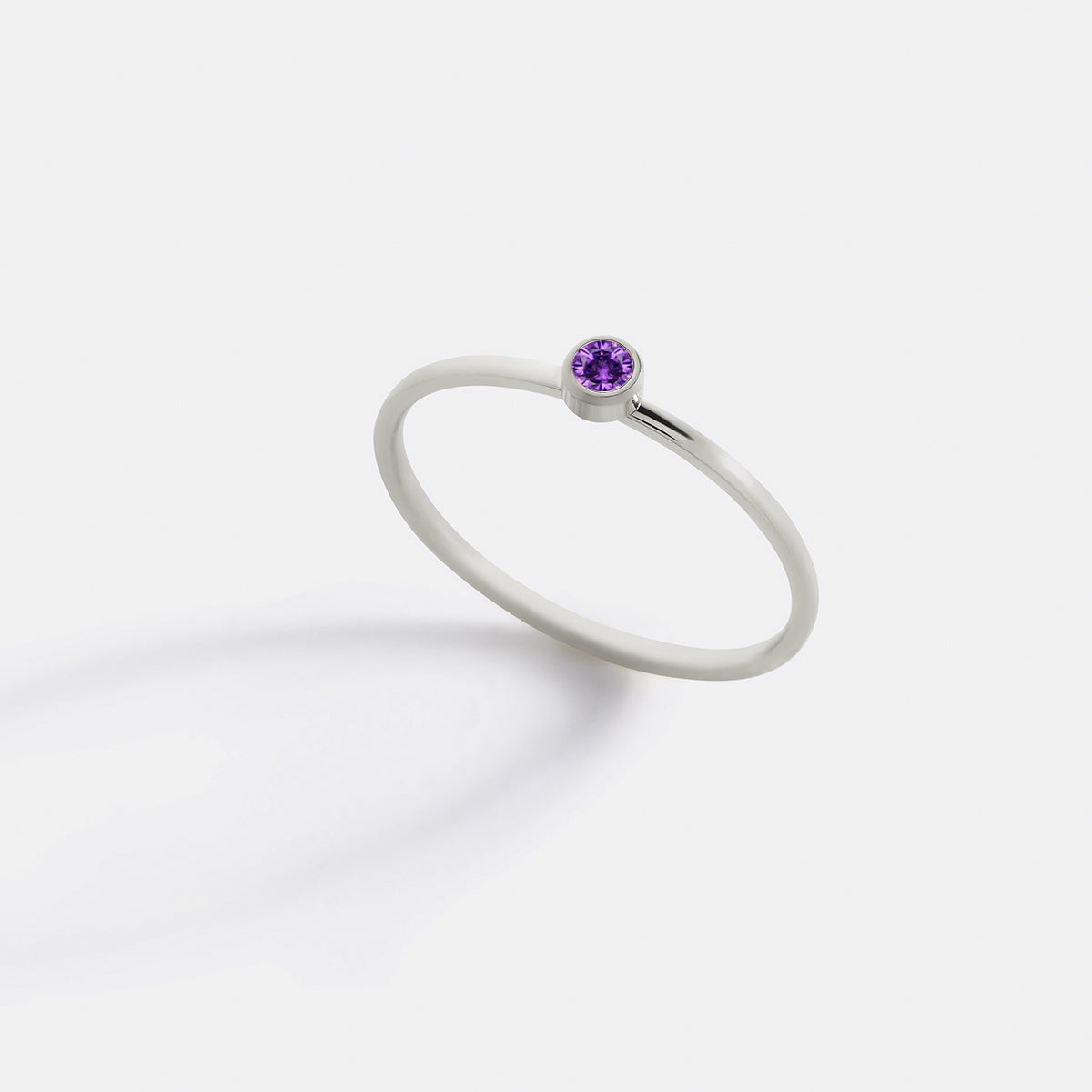 Minimalist Bezel-Set June Birthstone Stacking Band in silver by Seeyoura