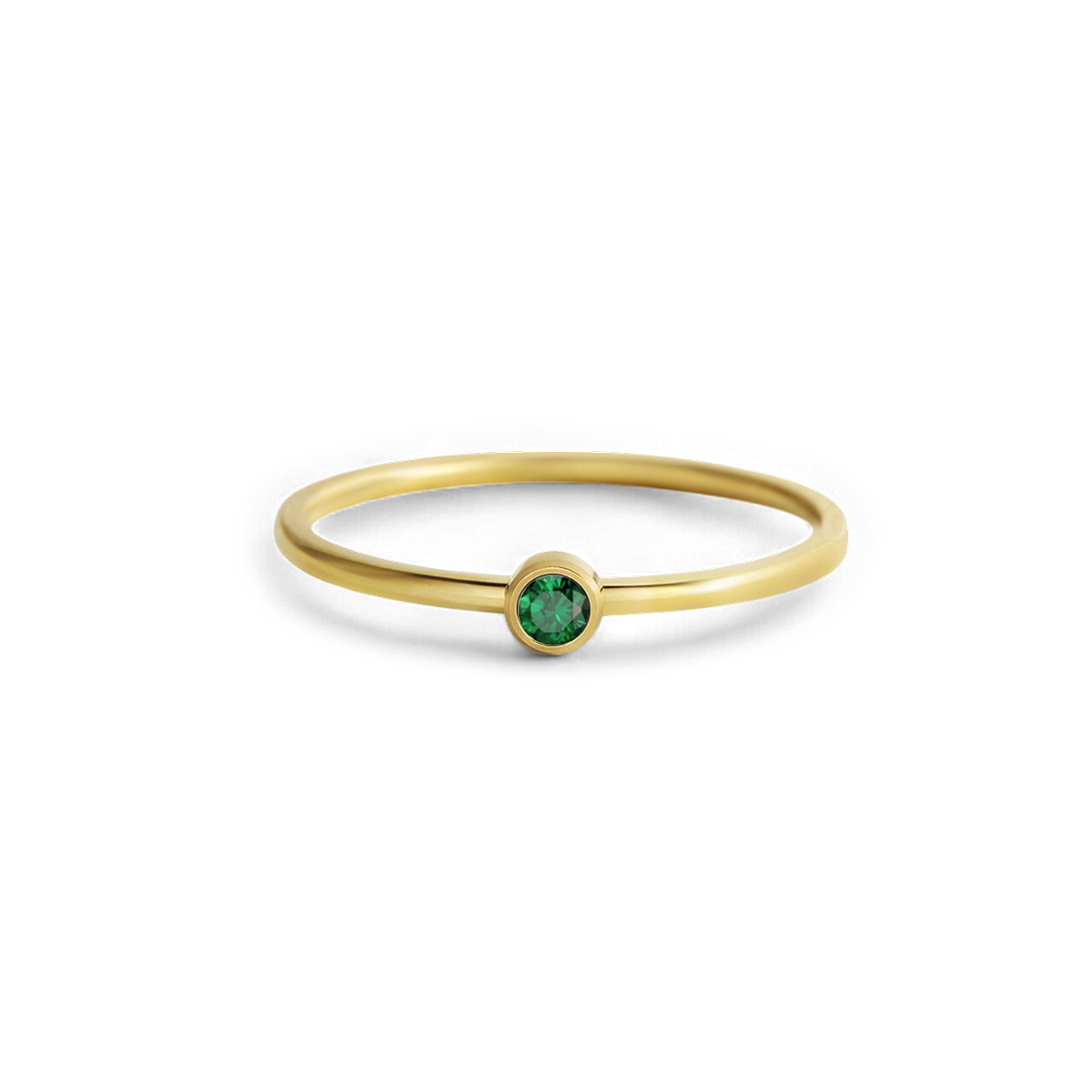 Minimalist Bezel-Set May Birthstone Stacking Band by Seeyoura