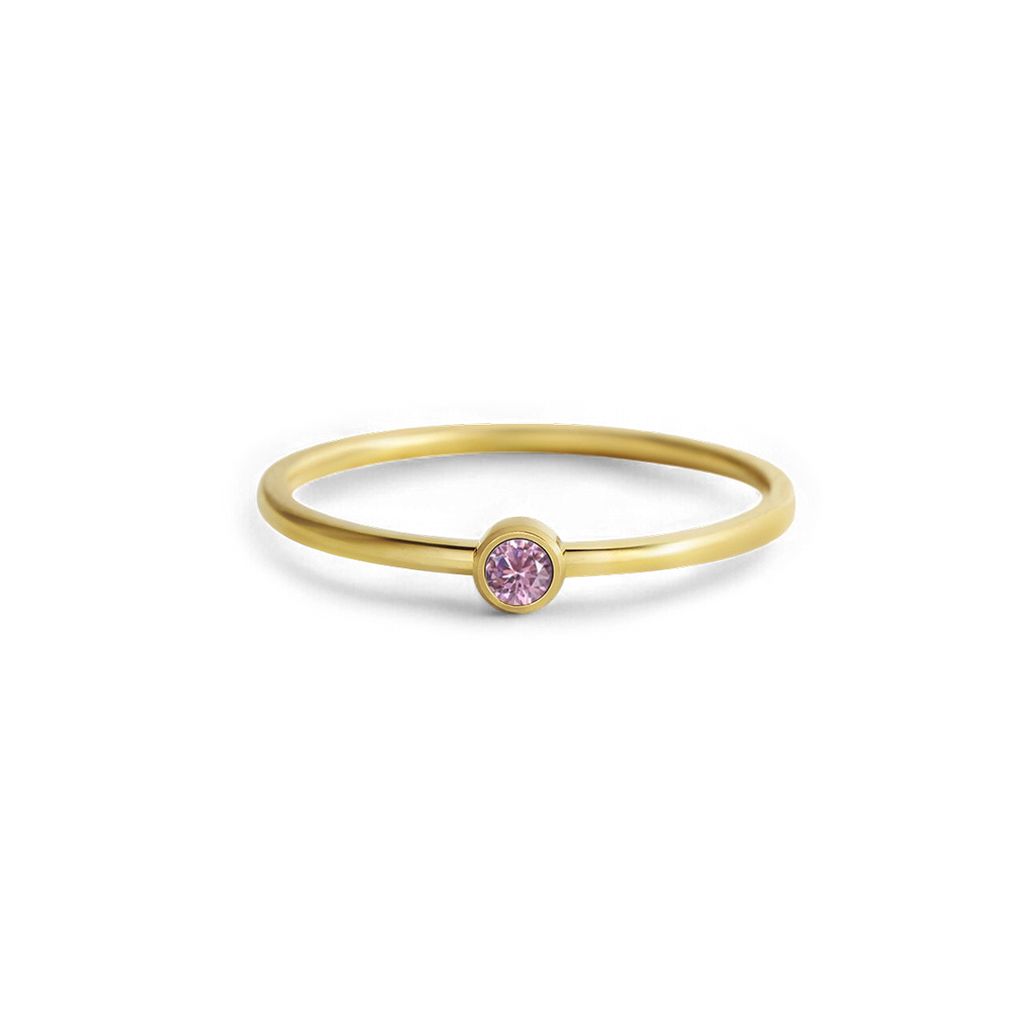 Minimalist Bezel-Set October Birthstone Stacking Band by Seeyoura