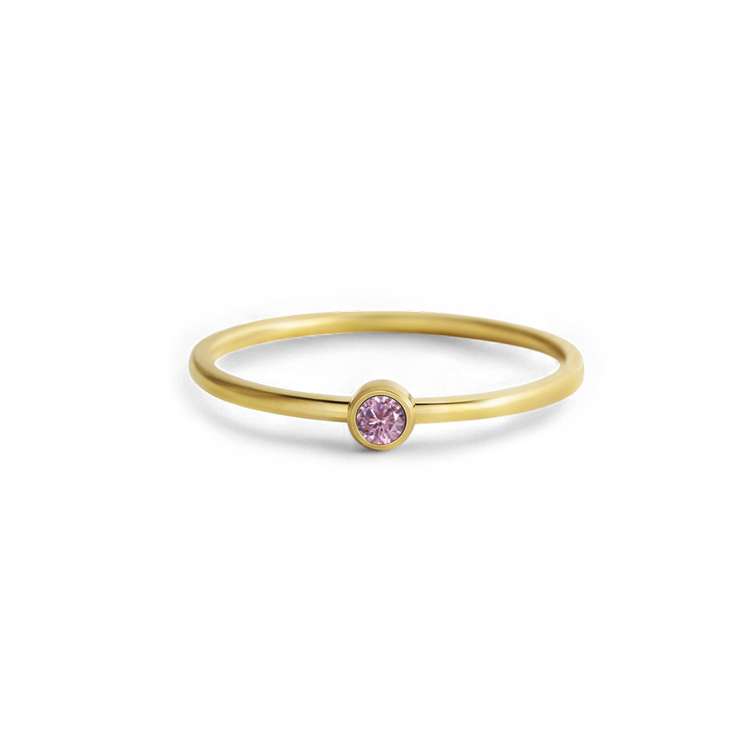 Minimalist Bezel-Set October Birthstone Stacking Band by Seeyoura