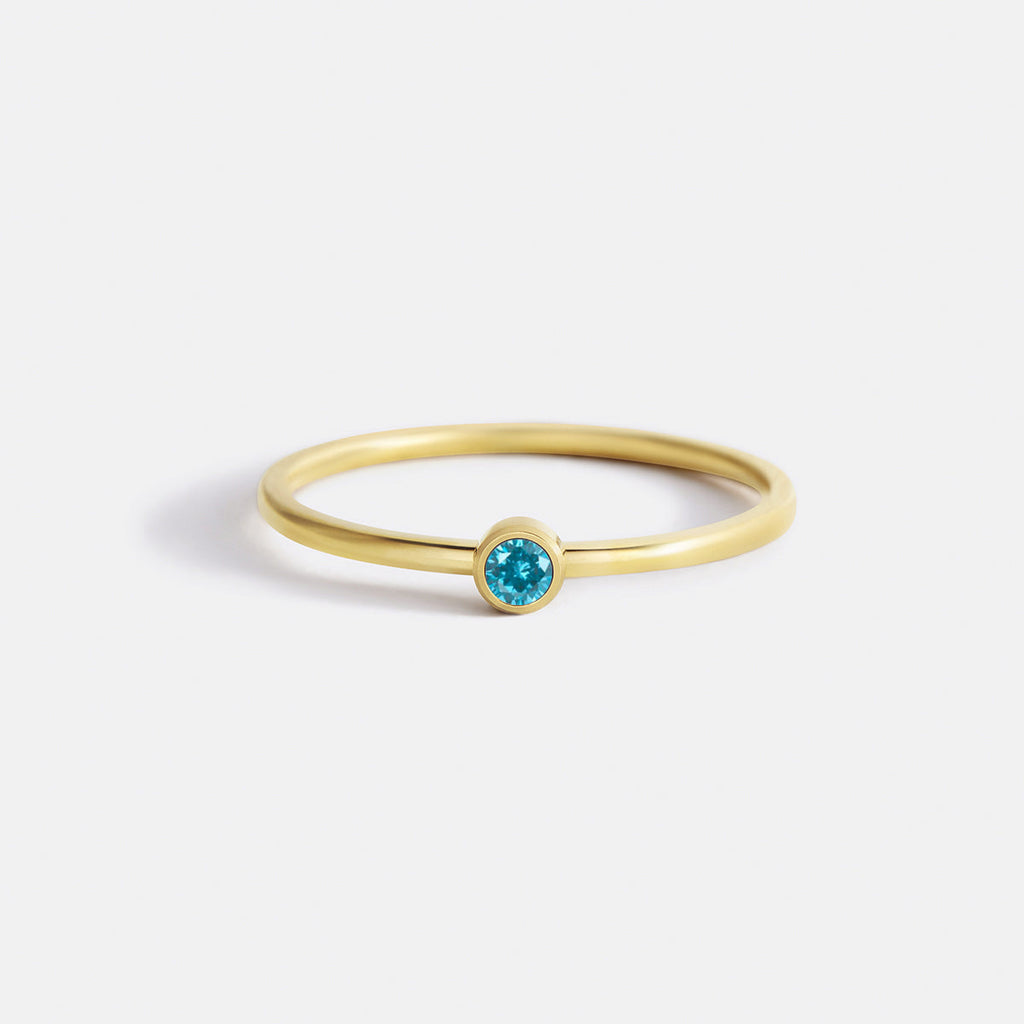 Minimalist Bezel-Set March Birthstone Stacking Band by Seeyoura