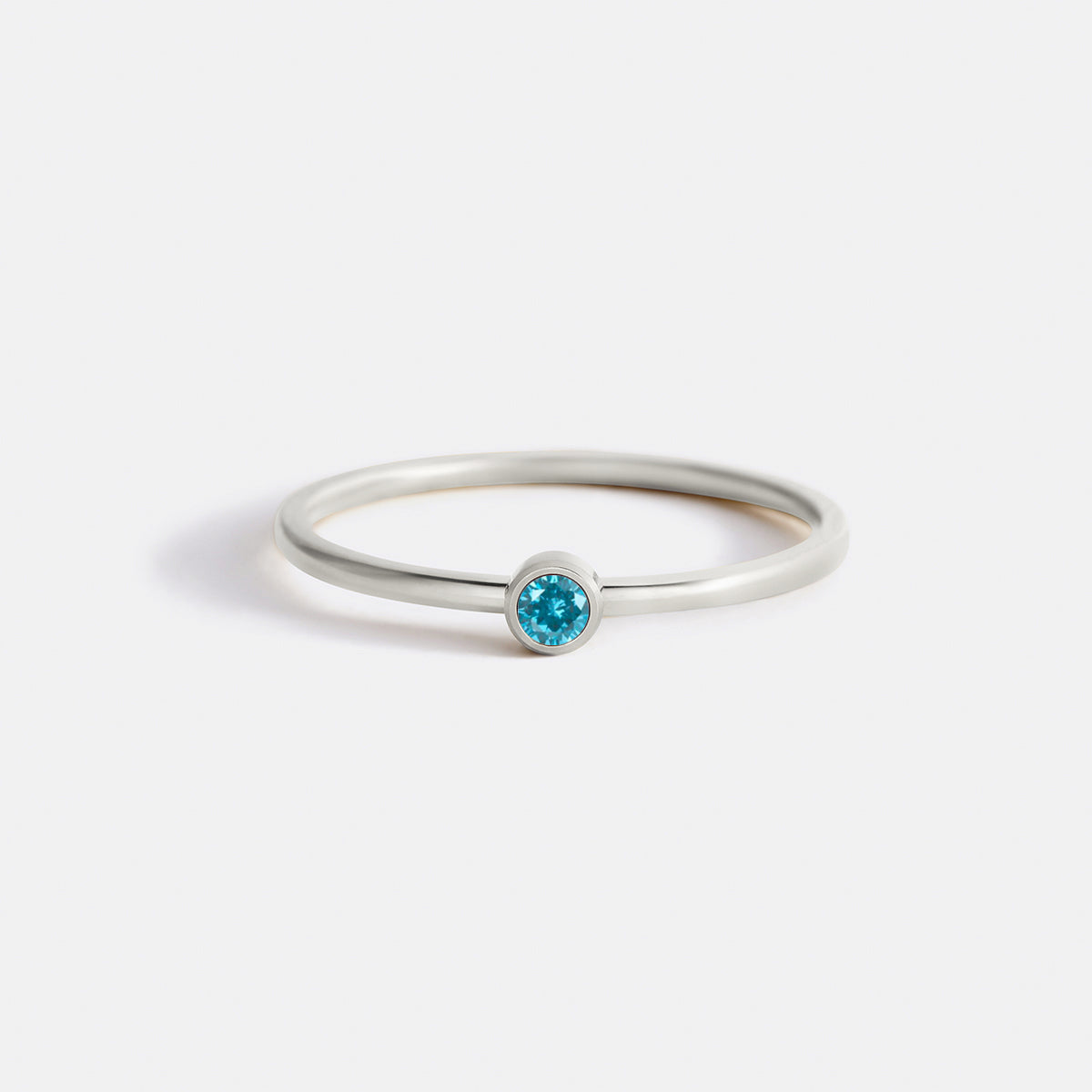 Minimalist Bezel-Set March Birthstone Stacking Band by Seeyoura