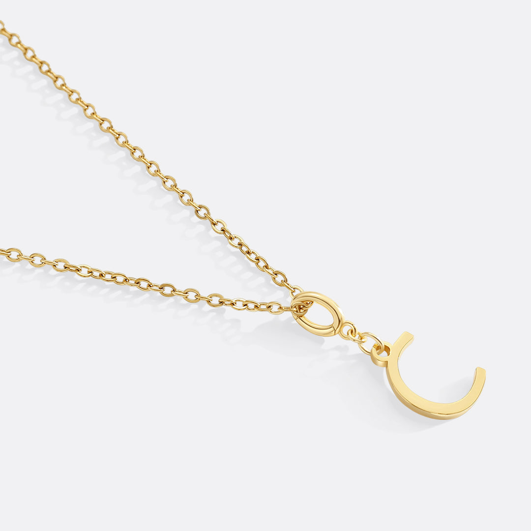 Minimalist Initial Charm Necklace in C by Seeyoura