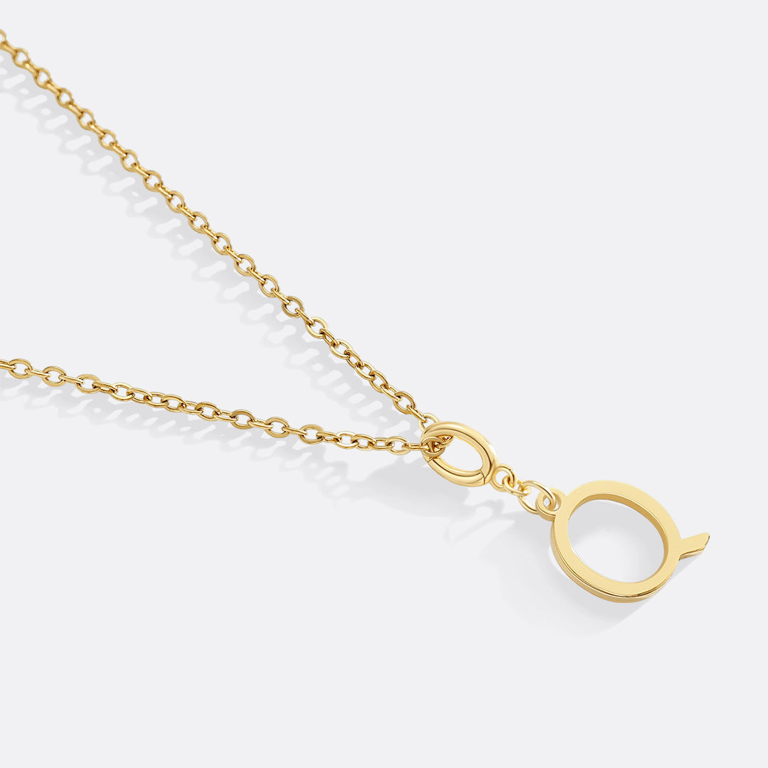 Minimalist Initial Charm Necklace in Q by Seeyoura
