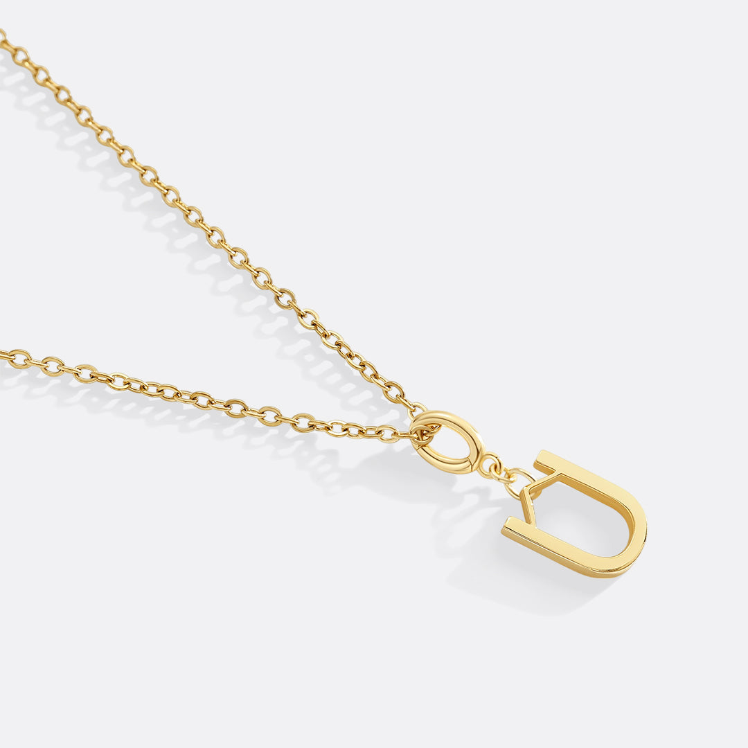Minimalist Initial Charm Necklace in U by Seeyoura
