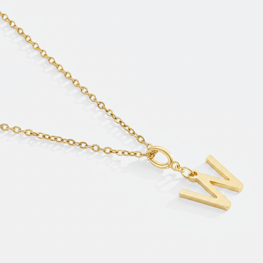 Minimalist Initial Charm Necklace in W by Seeyoura