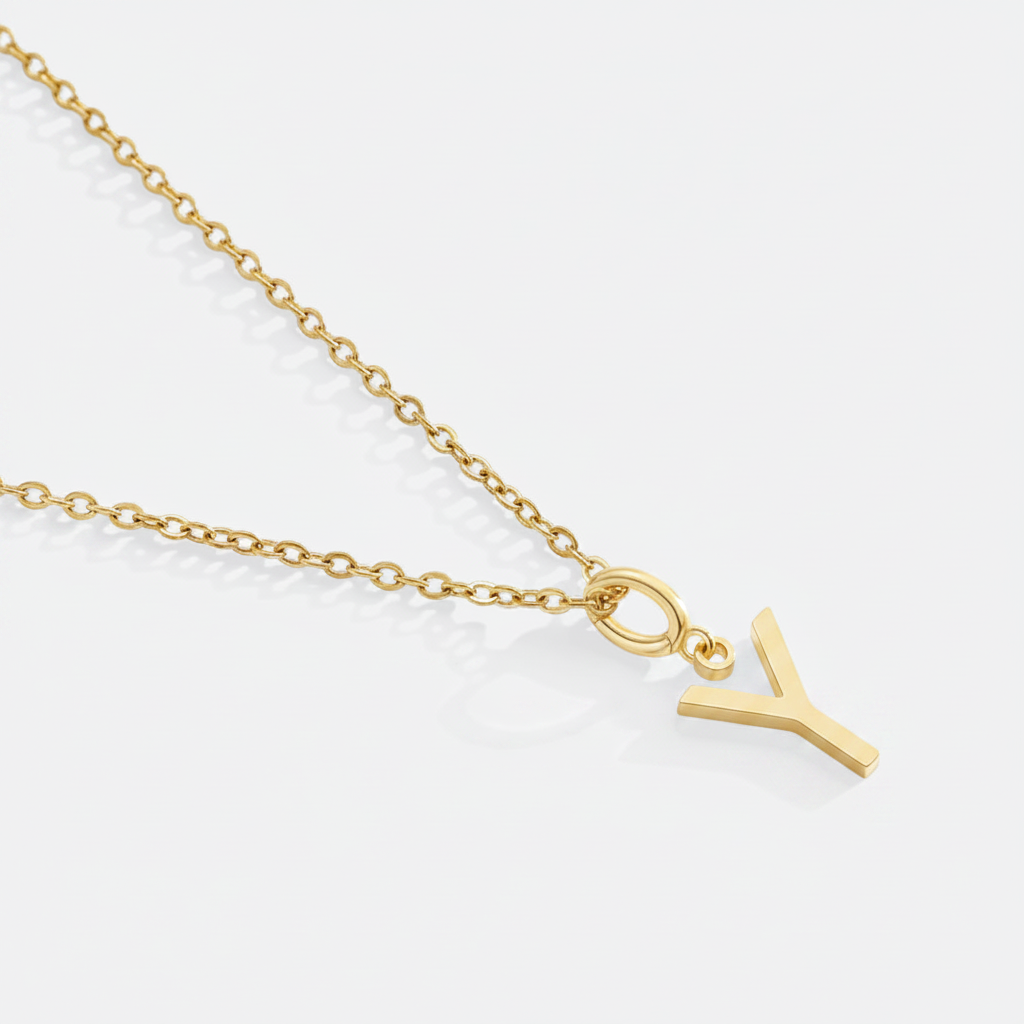 Minimalist Initial Charm Necklace in Y by Seeyoura