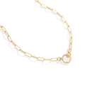 Pave Mint Paperclip Necklace in 18-k-gold-plated by Seeyoura