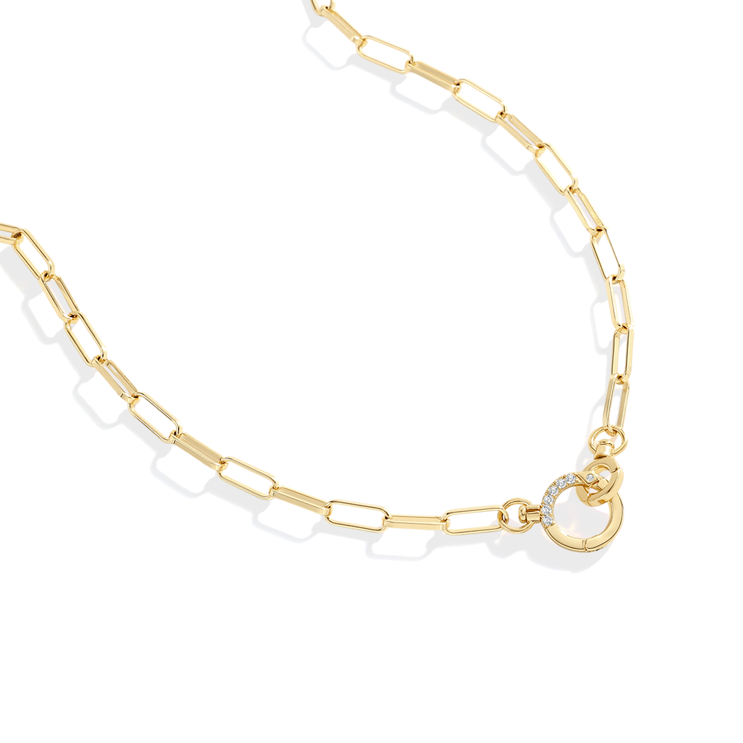 Pave Mint Paperclip Necklace in 18-k-gold-plated by Seeyoura
